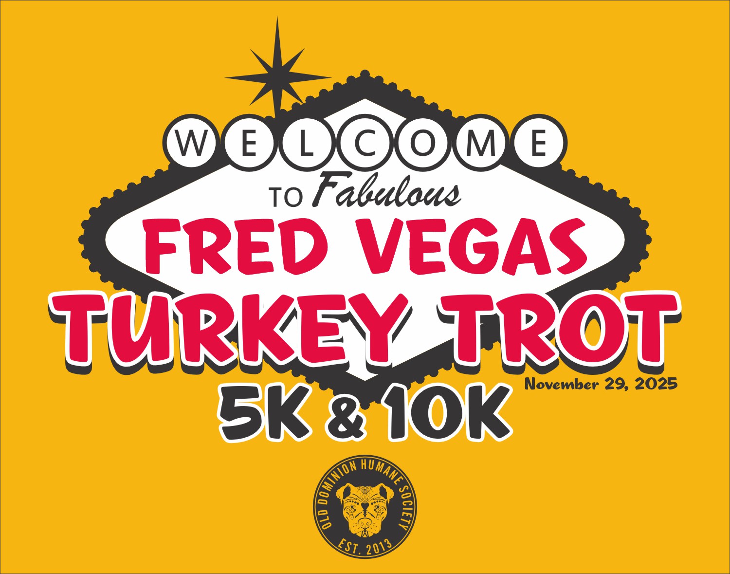 FredVegas Turkey Trot promotional artwork highlighting the 5K, 10K, and 1-Miler options.